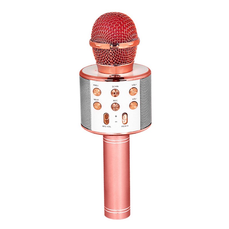 Wireless Microphone for Kids Mobile Phone Karaoke Microphone Portable Vocal Singing Recording Mike 3D stereo Mini Mic: Rose gold