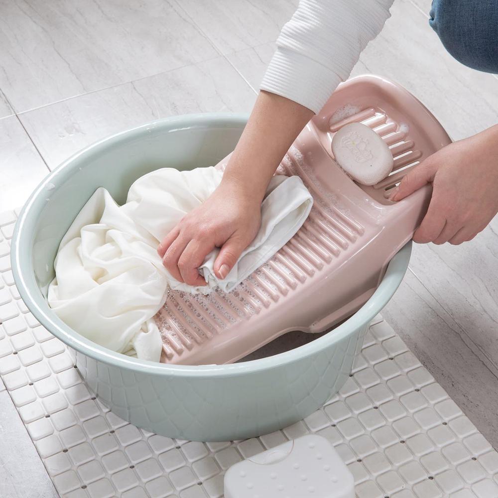Clothes Washing Board Plastic Thicken Washboard with Soap Holder Box Bathroom Kid Clothes Cleaning Laundry Scrubbing
