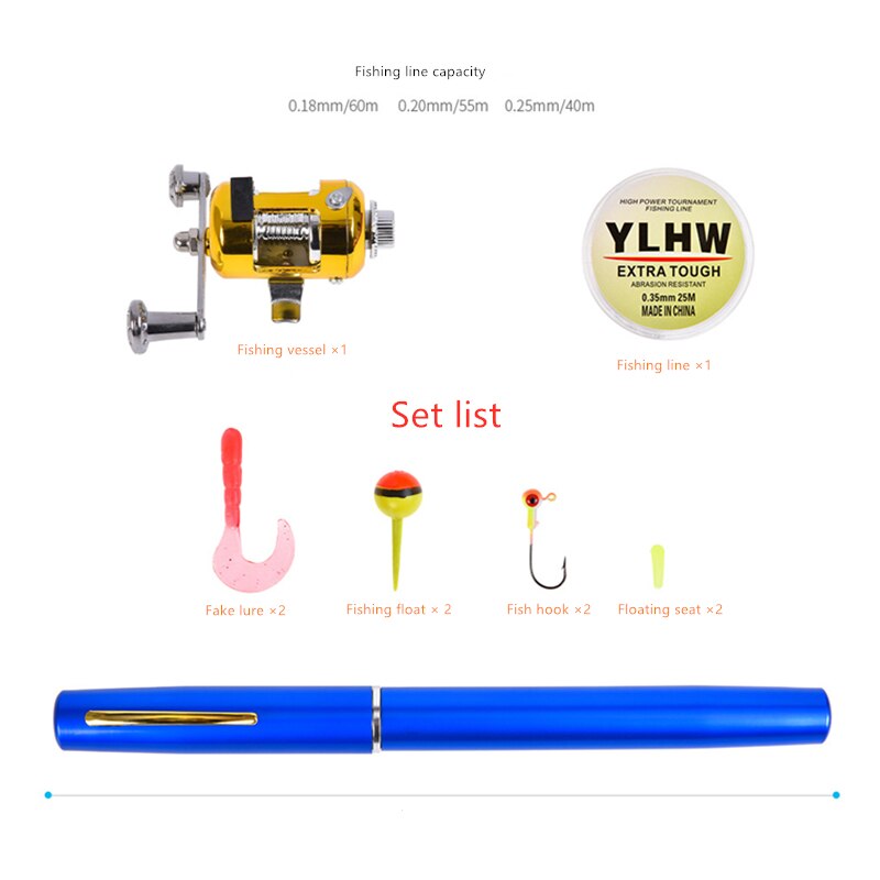 2021Outdoor Portable mini Pen Fishing rod Telescopic set