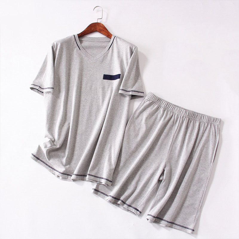 Summer Men Pajamas Short Sleeve Male Pajama Set Pure Cotton Pajama For Men Sleepwear Suit simple Homewear L-XXXL