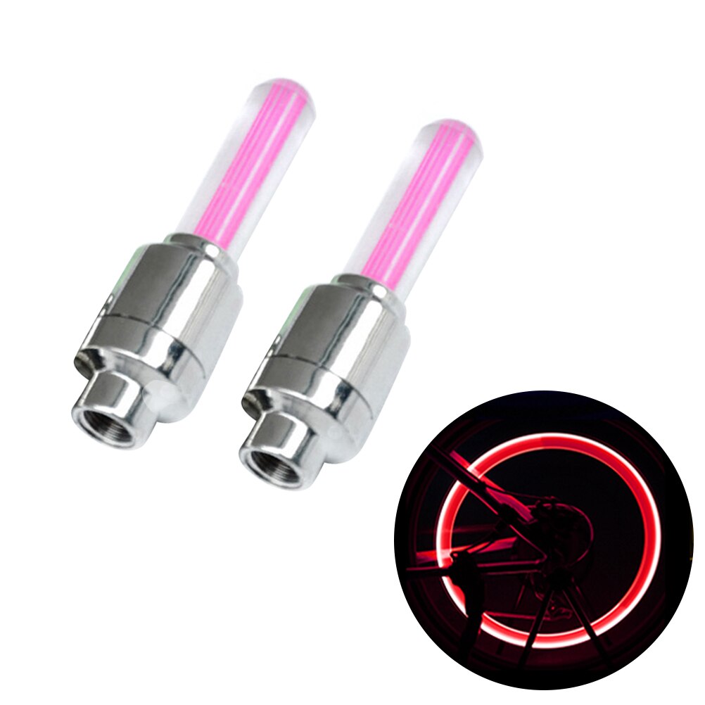 Luces LED para rueda de motocicleta, cubiertas de válvula de neumático para bicicleta de montaña, radios nocturnos, luz para neumáticos de Motor, Uds.: A PINK