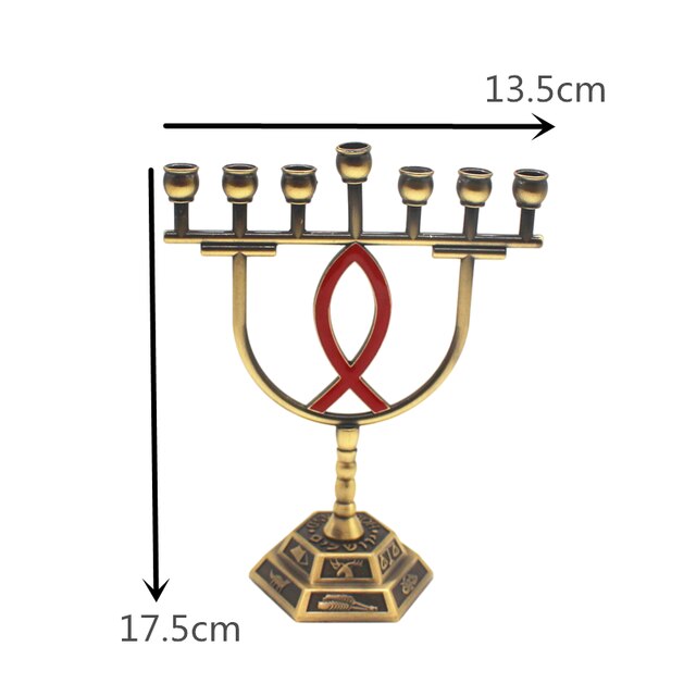 Menorah Hanukkah Candle Holder Jerusalem Home Decor 12 Tribes Jewish Candelabra Judaica 7 Branch Metal Candlestick
