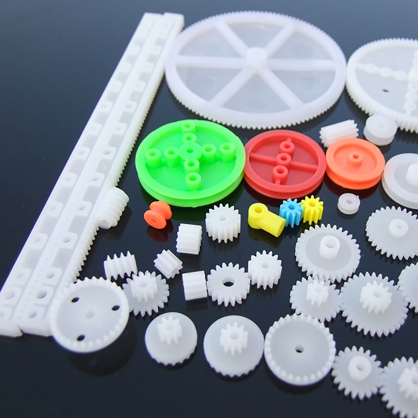 43 slags plast gear kit, motor gear sortiment remskive bælte aksel robot motor orm til diy legetøj bil model tilbehør