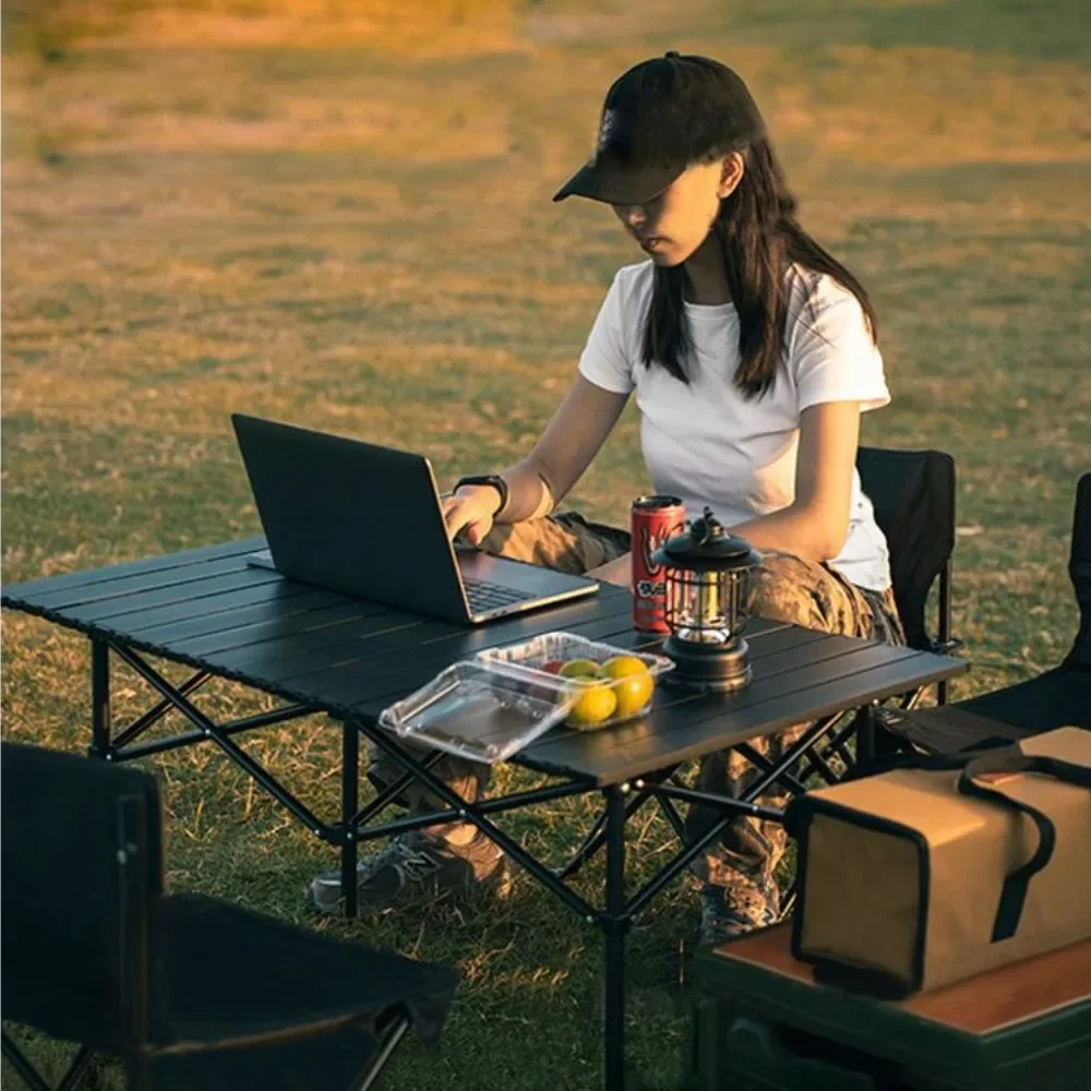 Utomhus fällbord lätt att installera campingbord aluminiumlegering lätta picknickbord bärbara förvaringsbord äggrullar långa skrivbord