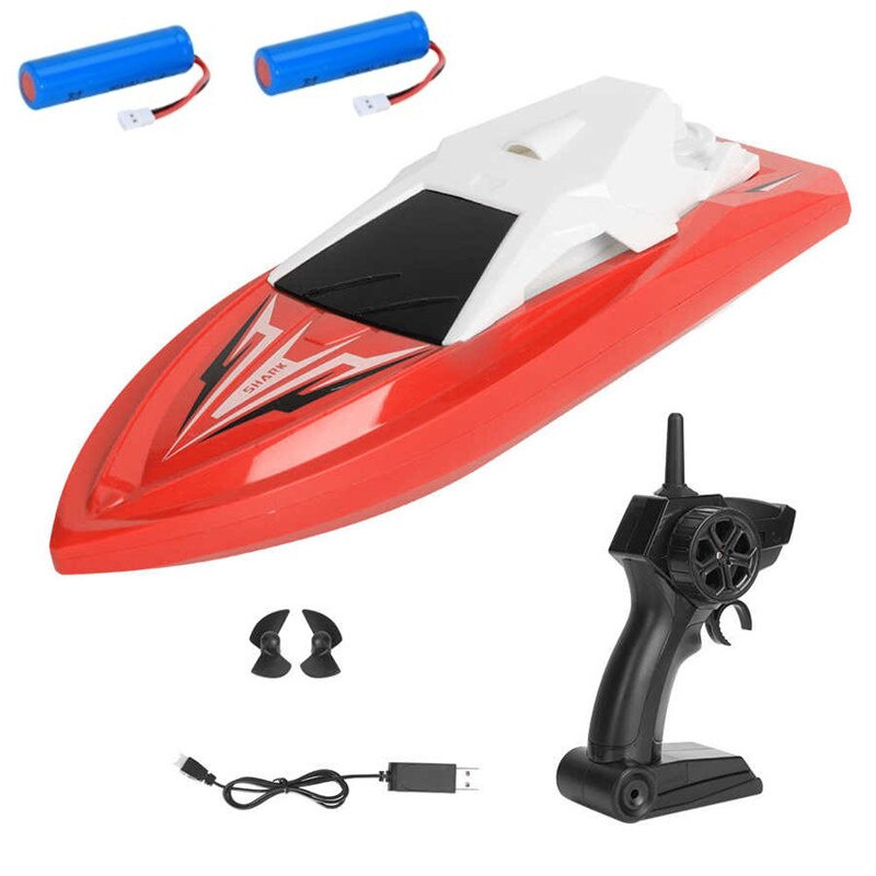 Hoge Snelheid Afstandsbediening Rc Racing Boot Met 3Pcs Boot Batterij Dual Motor Rc Speedboot Speelgoed 2.4G Duurzaam Rc Boten: red 2 battery