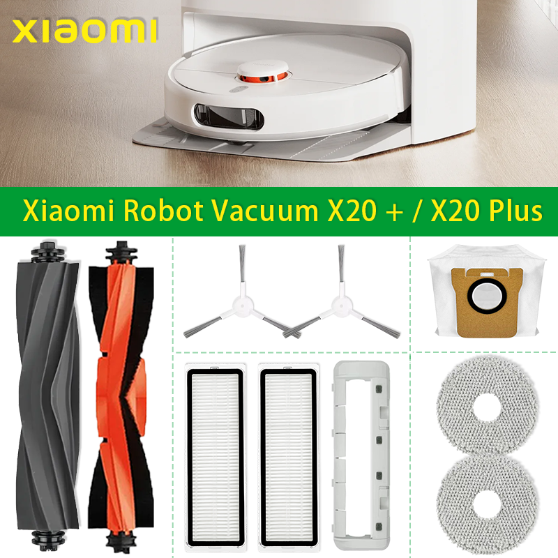 Para Xiaomi Robot aspirador X20 + / X20 Plus bolsa de polvo paño de mopa accesorios Cepillo Lateral principal piezas de repuesto de filtro Hepa