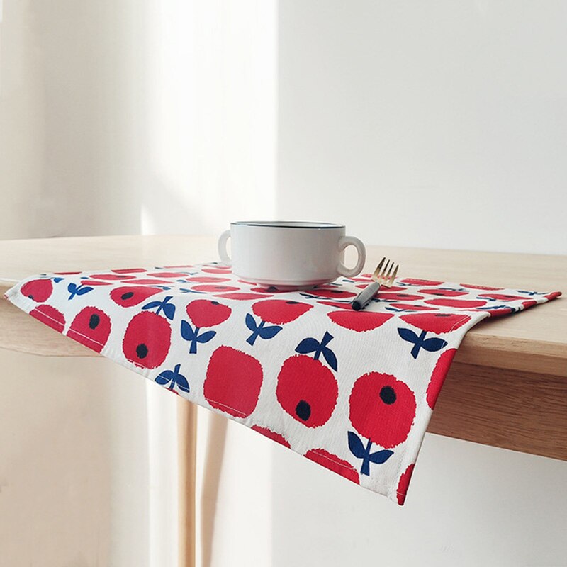 1pc Ins Cotton Placemat Table Napkin Tablewares Mats Pads Family Visit 32x42cm 12.6"x16.5"