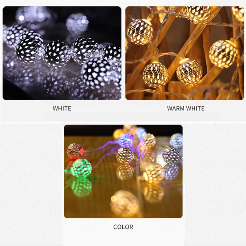 Solar Powered 20/30/50LED Strip Light Lighting Battery Round Ball Ligh Waterproof LED Strip Backlight Garden Decor Lamp