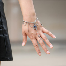 Charmant Water Blue Crystal Armband & Bangle Voor Vrouwen Meisjes Link Chain Ring Armbanden Statement Sieraden