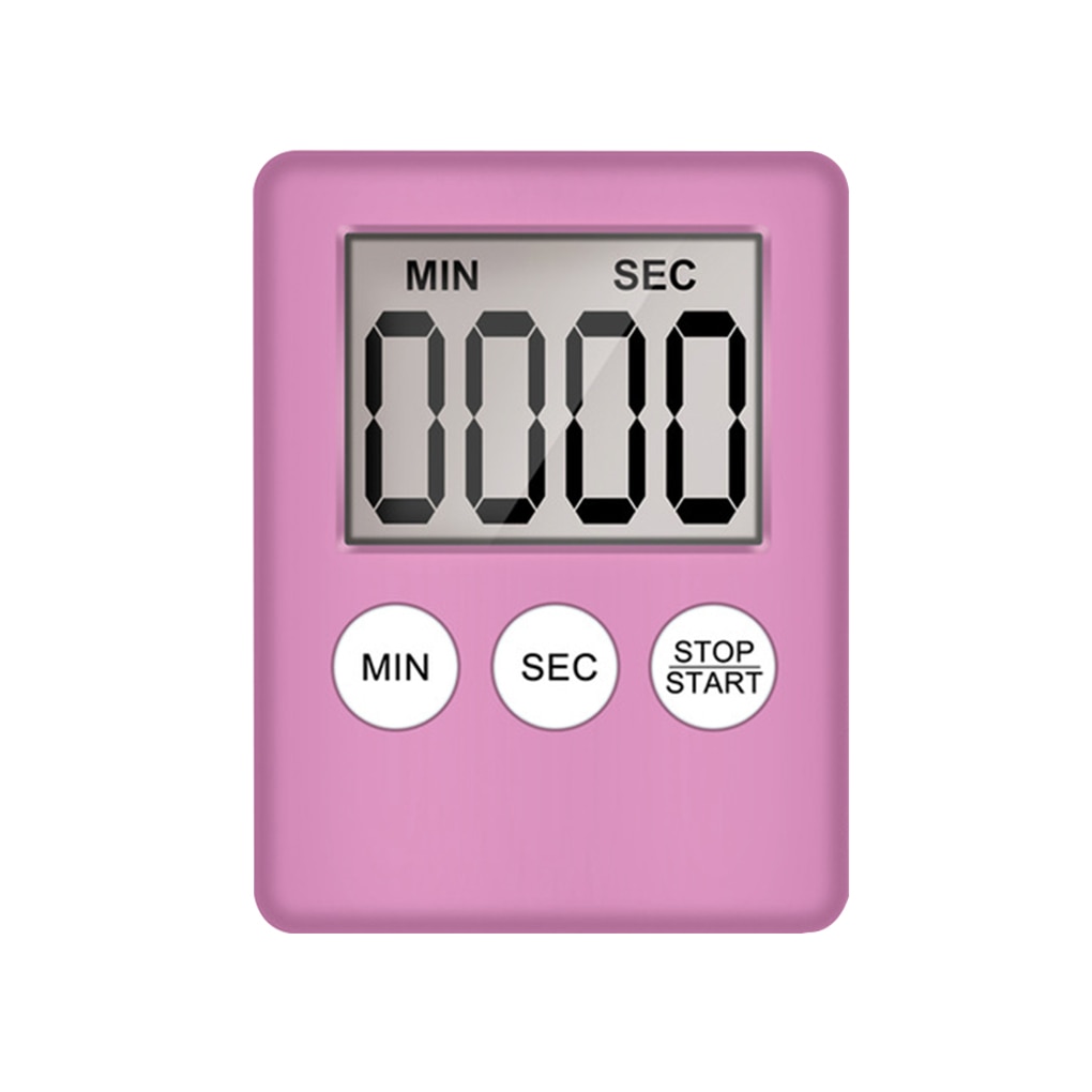Kitchen Digital Timer Cooking Studying Count-down Clock LCD Screen Display Alarm Kitchen Gadget: Pink