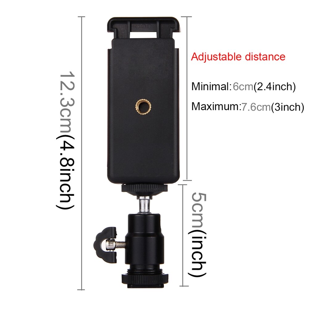 Puluz 1/4 Inch Shoe Statief Hoofd Met Stand Klem Houder Voor Smart Telefoon 5.8-8Cm Breedte Voor meest Smartphones Huawei Iphone Lg