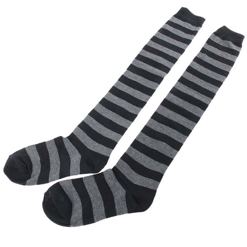 Kobiety dziewczęta na podkolanówki zakolanówki długie, w paski pończochy 11 kolorów: ciemny szary