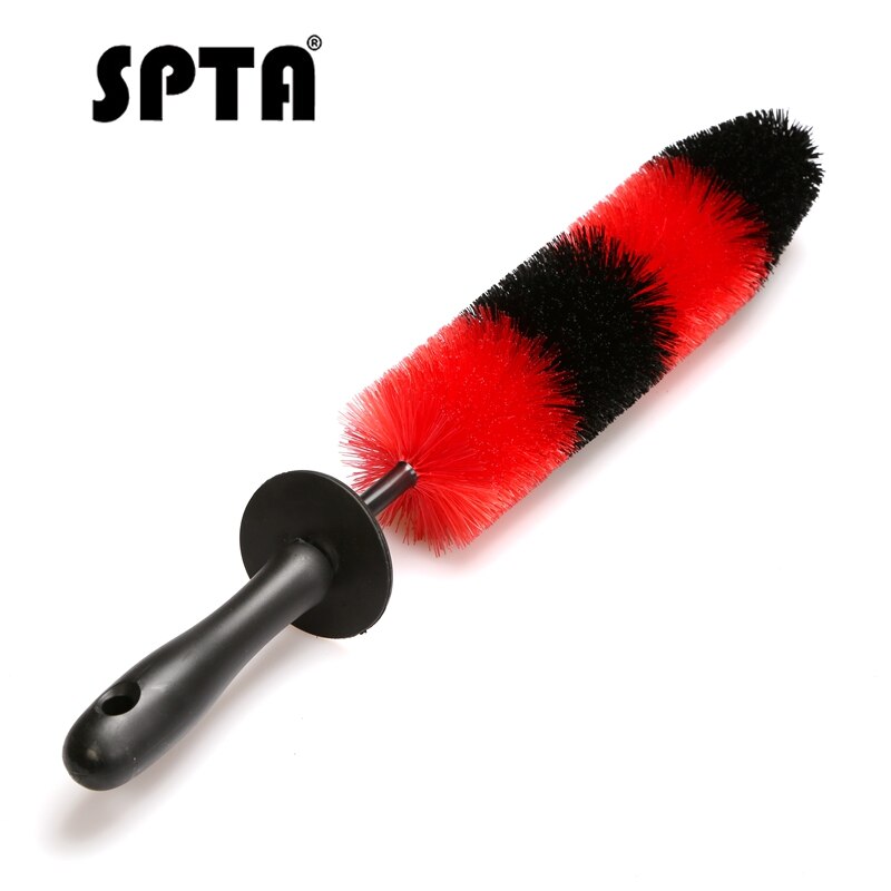 SPTA 18" Wheel Brush Flexible Rim Cleaner Rocket Shape Red and Black Car Cleaning Products Wash Tools for Auto Wheel Cleaning