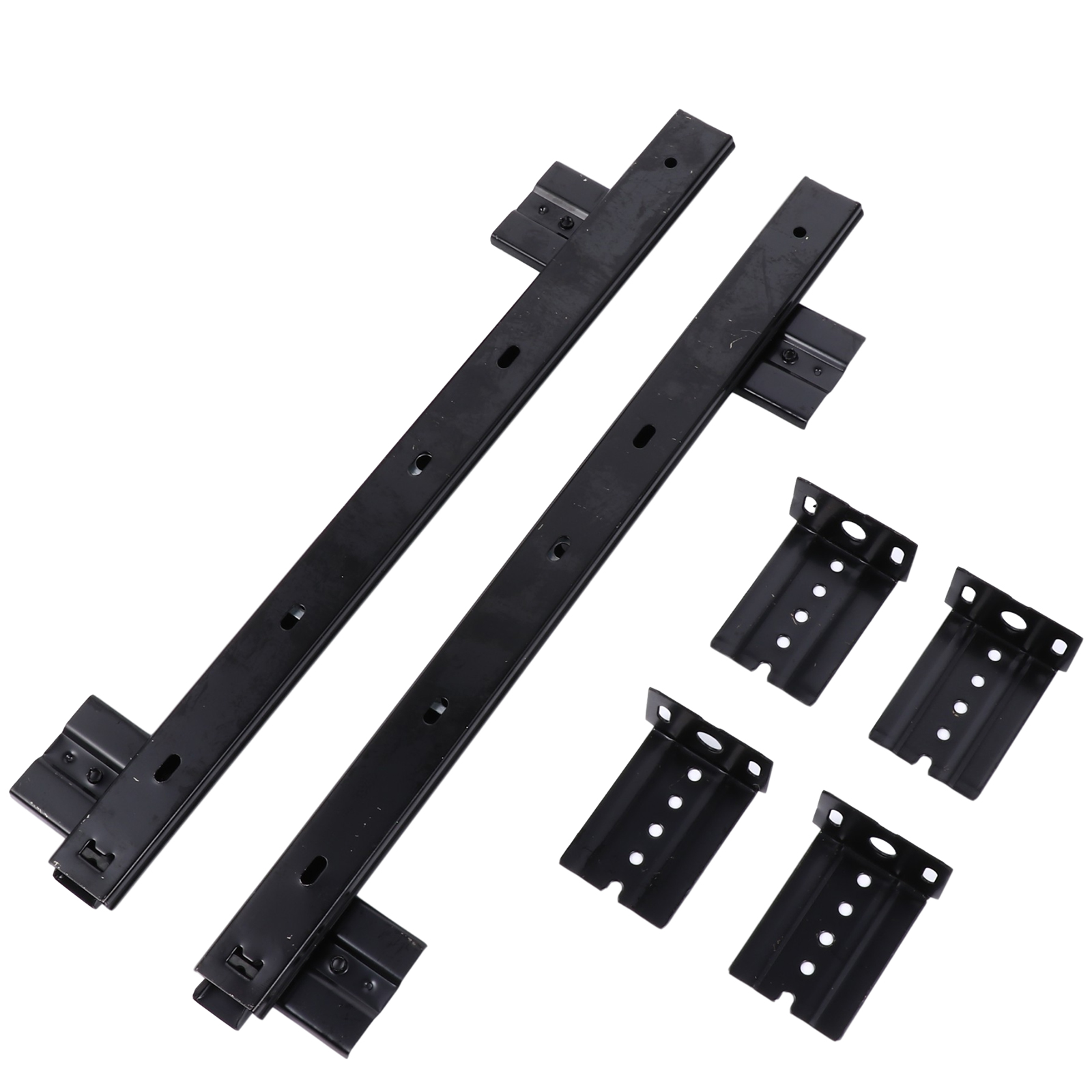 Cajones de bandeja para teclado de escritorio de montaje superior para guía, deslizamiento de acero, rodamientos pequeños, riel laminado en frío para oficina: Negro