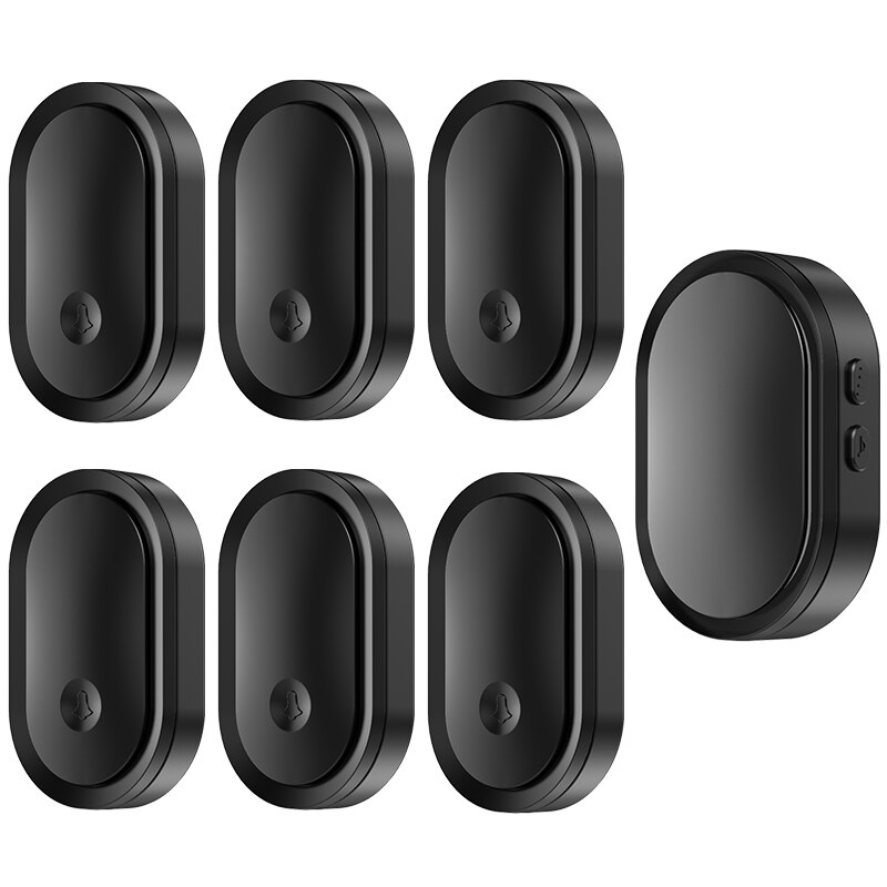 CACAZI Willkommen Drahtlose Türklingel Wasserdicht 300M Fernbedienung 6 Taste 1 Empfänger Smart LED Licht Hause Tür Ring Glocke Elektronische: black  6x1 / US