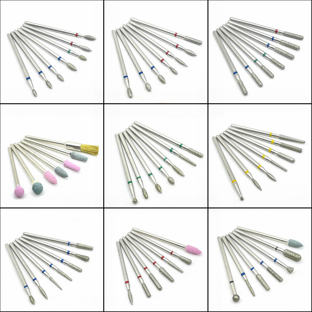 7 stücke Diamant Schleifen Bur Bohrer Sets Dental Schleifen Dental Diamant Polieren Bohrer 2,35mm Shankk