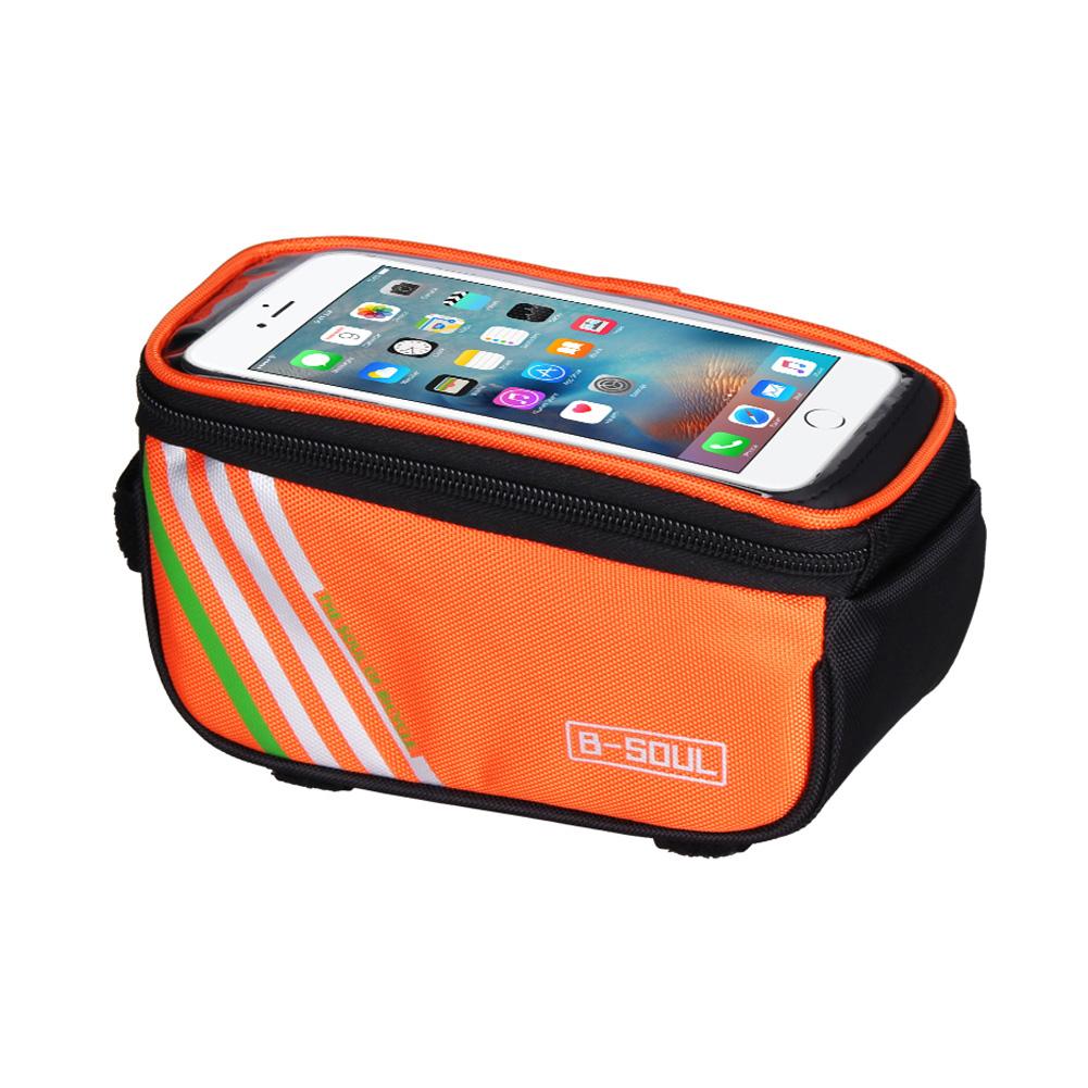 Fietstas Waterdichte Touch Screen Fietsen Bag Top Voor Tube Frame Mtb Racefiets Tas Telefoon Case Fiets Accessoires: Oranje