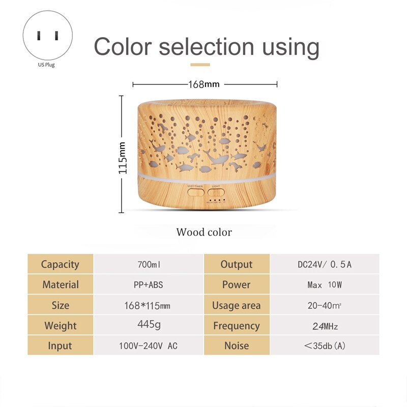 700Ml Big Capacity Aroma Diffuser Aromatherapy Woo... – Grandado