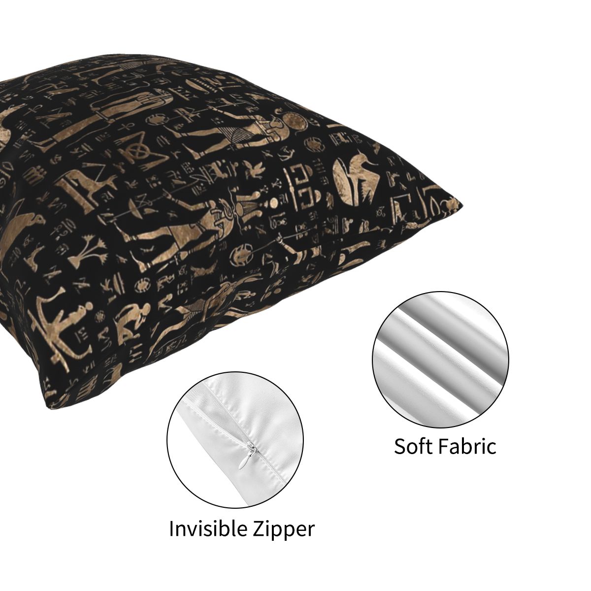 Funda de almohada negra de los antiguos dioses egipcios, cojines decorativos para el hogar, idioma oriental, para coche