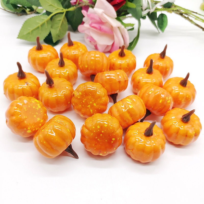 12Pcs Halloween Decorative Pumpkin Friendly Foam Mini Simulated Fruit Props for Halloween Party Decoration