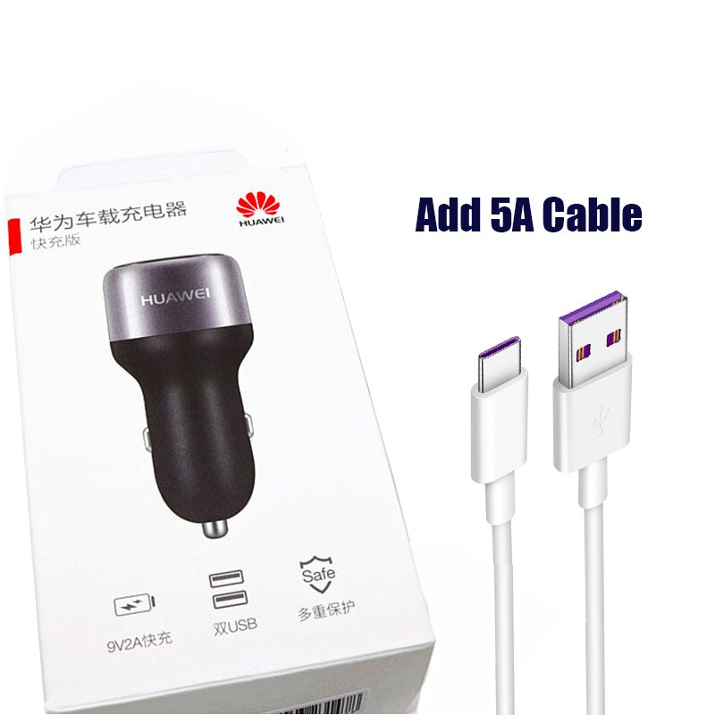 Originele Huawei Supercharge Autolader Metalen Fcp Snelle Lading Voor Huawei P30 P20 P10 P9 Plus Mate 30 20 10 9 8 Pro Honor V20 V10: Car 5A Type-C Cable