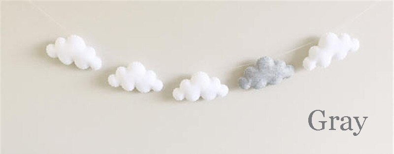 INS feutré nuage guirlande décoration murale suspendue, ornements nordiques, rideau de lit de bébé, décoration suspendue, tentes de chambre d&#39;enfants, décor suspendu: gray