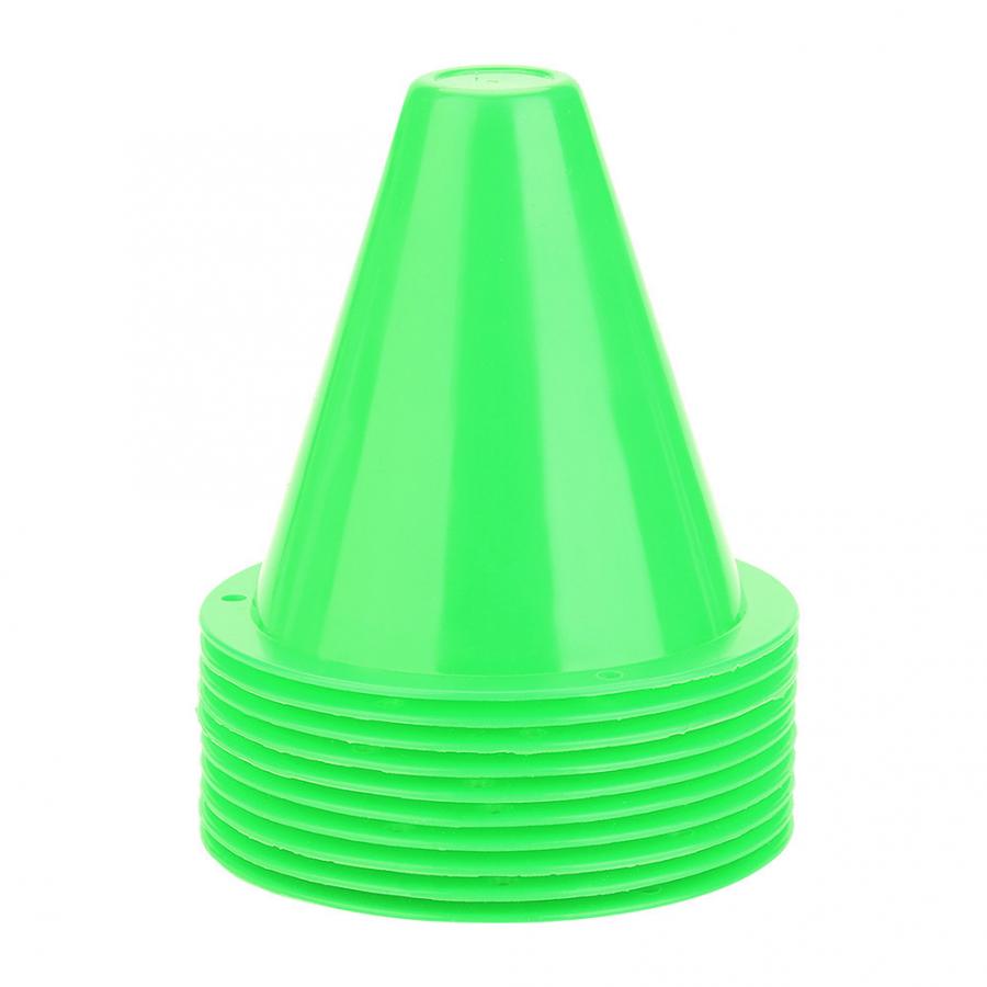 Brand 10Pcs/Lot Sport Football Soccer Rugby Training Cone Cylinder Outdoor Football Training Obstacles For Roller Skating: Green