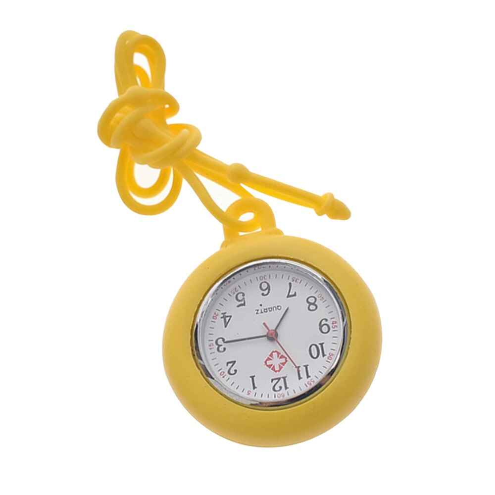 1pc enfermeira relógio redondo silicone enfermeira bolso pendurado relógio presente relógio (branco): Yellow