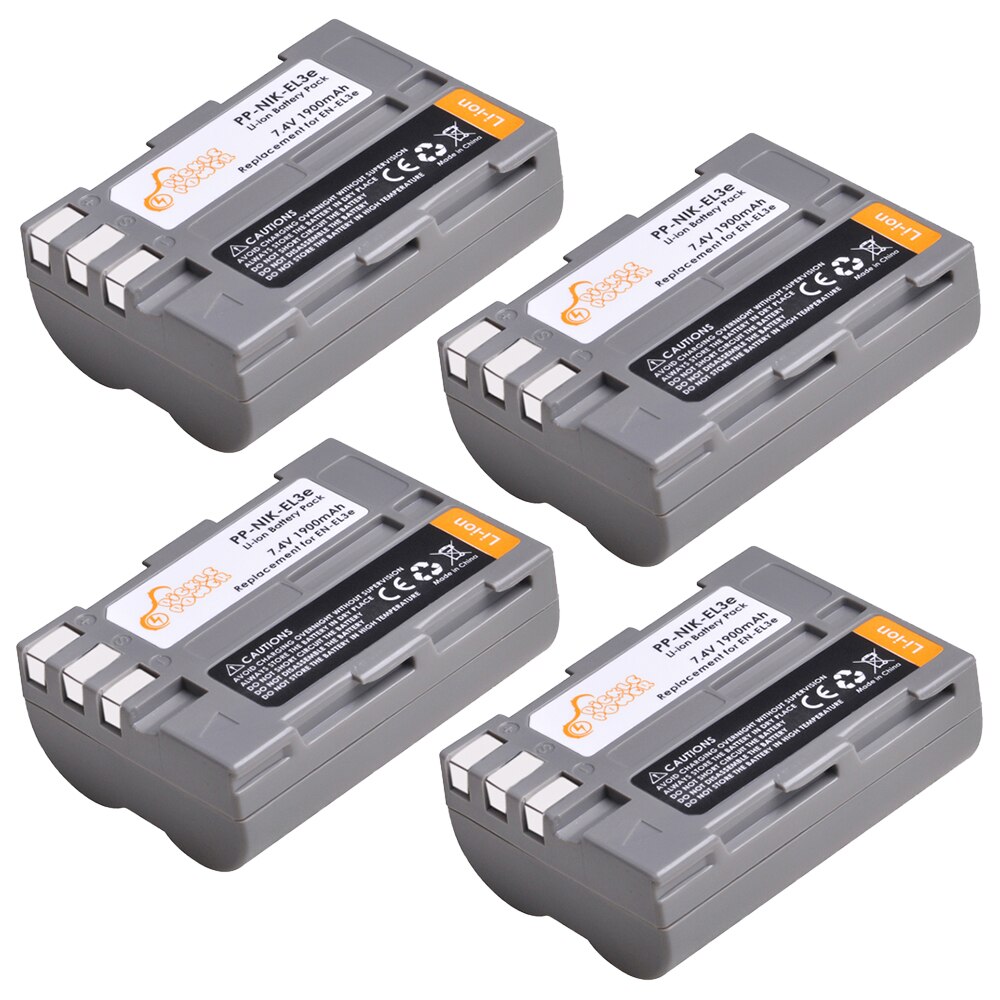 2 pc 1900 mah en -el3e sv  el3e kamerabatteri och led -laddare med typ c -port för nikon  d50 d70 d80 d90 d100 d200 d300 d300s d700.: 4 batterier