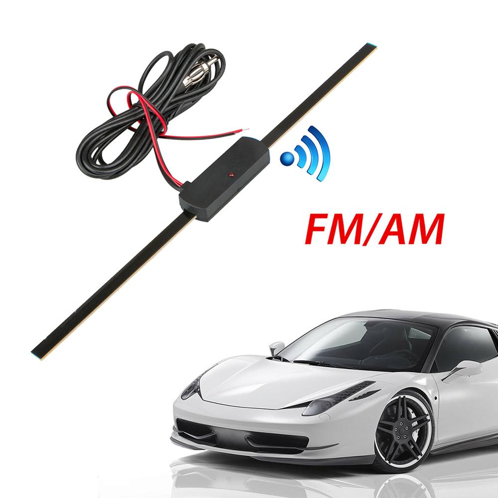 Universele Auto Antenne Booster Auto Elektronische Fm/Am Radio Antenne Voorruit 12V Zwart