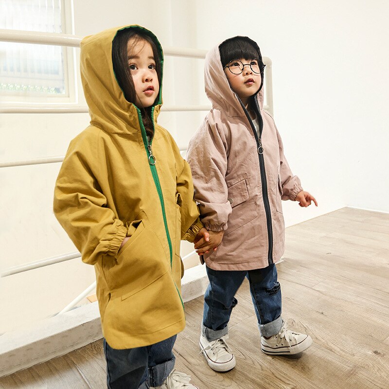 Hoodies Long Trench for Children Clothing Autumn Winter Toddler Boy Trench Coat Overcoat Kids Casual Jackets