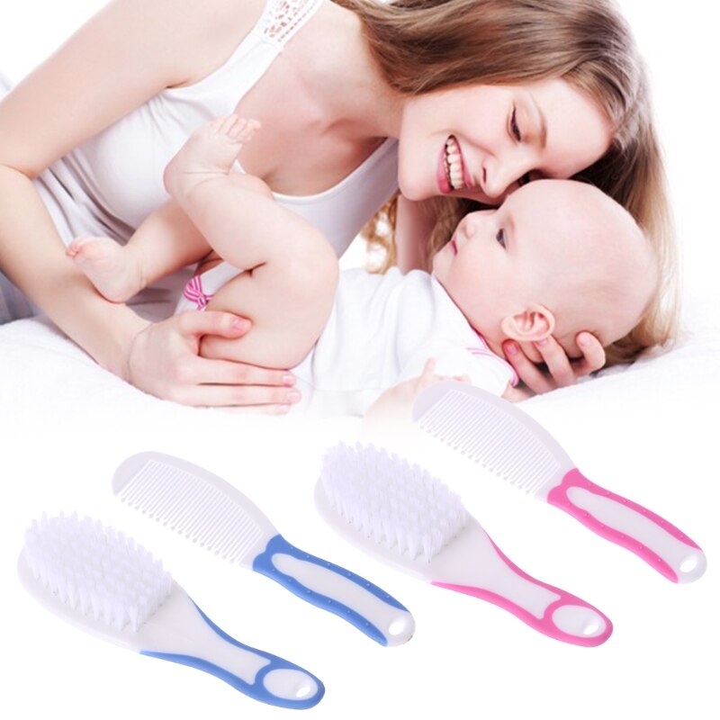 1 Set Baby Brush Comb Hair Massage Head Scalp Newborn Kids Care Preparation Kit Cute