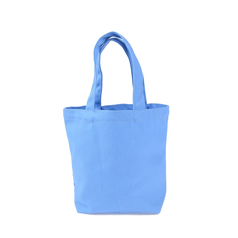 Sac à main en toile de couleur unie sac à provisions pour femme fille sac à Lunch Portable sac de pique-nique sac de rangement pour femme sac 23*21*10cm: light blue