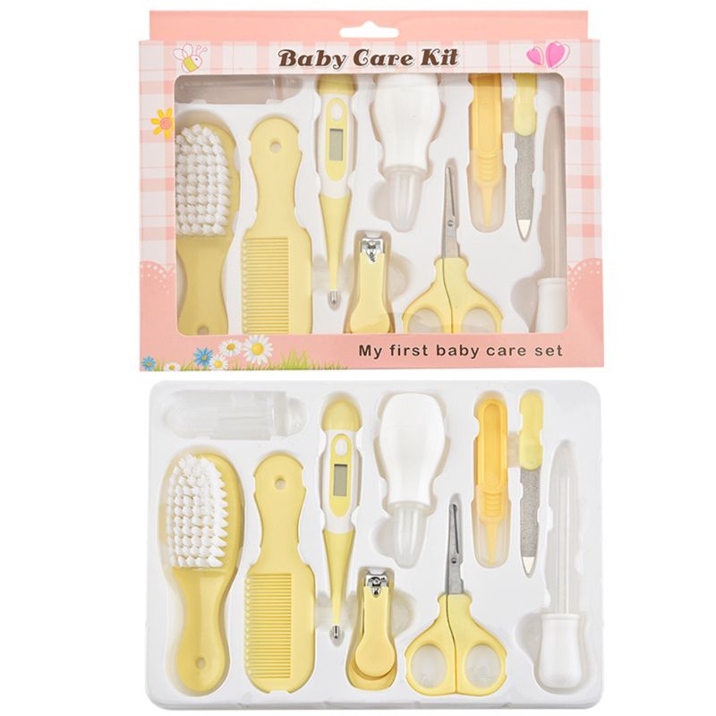 10 stücke Neugeborenen Baby Gesundheit Pflege Set Nagel Haar Pinsel Thermometer Kinder Pflege Kit