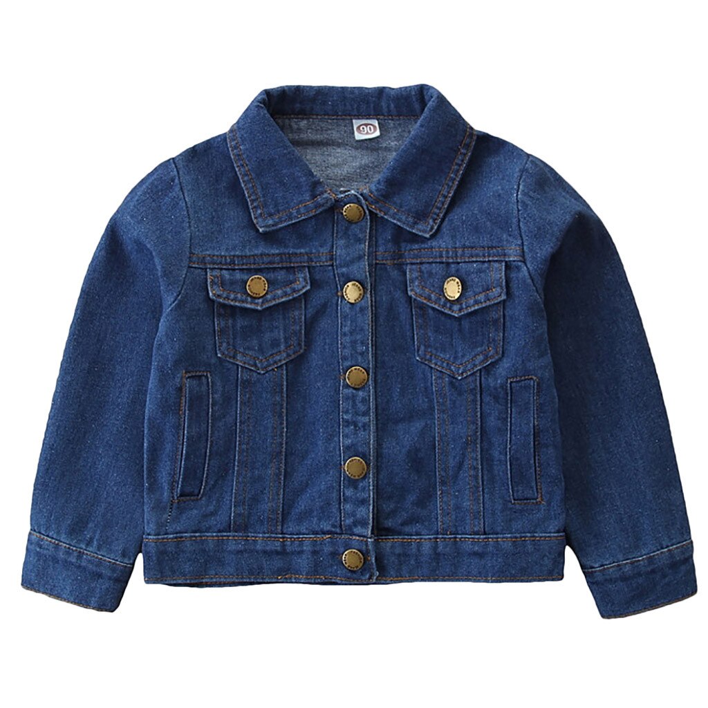 Peuter Kids Baby Meisjes Jongens Denim Fastener Jas Uitloper Jas Kleding Baby Baby Jeans Jas Voor Meisje Effen Kleur Uitloper: 4T