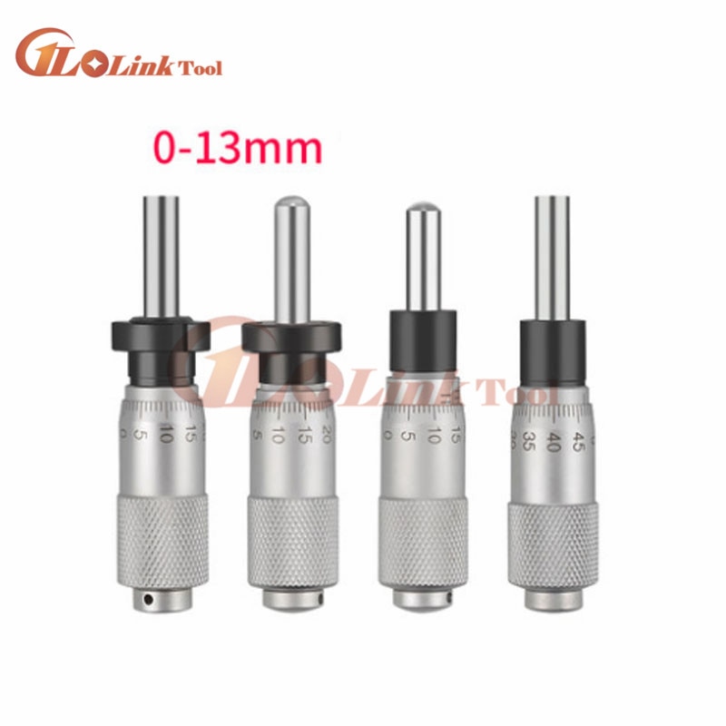 Silver Range 0-13mm Round Needle Plat Type Measure Tool Knurled Adjustment Knob Micrometer Head Measurement
