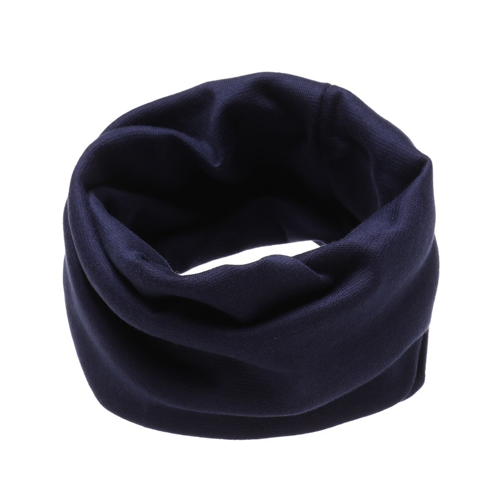 Kids Leuke Katoenen Sjaal Solid Print Kinderen Herfst Winter Warm Winddicht Sjaals Jongens Meisjes Multipurpose O Hals Ring Sjaal: navy blue