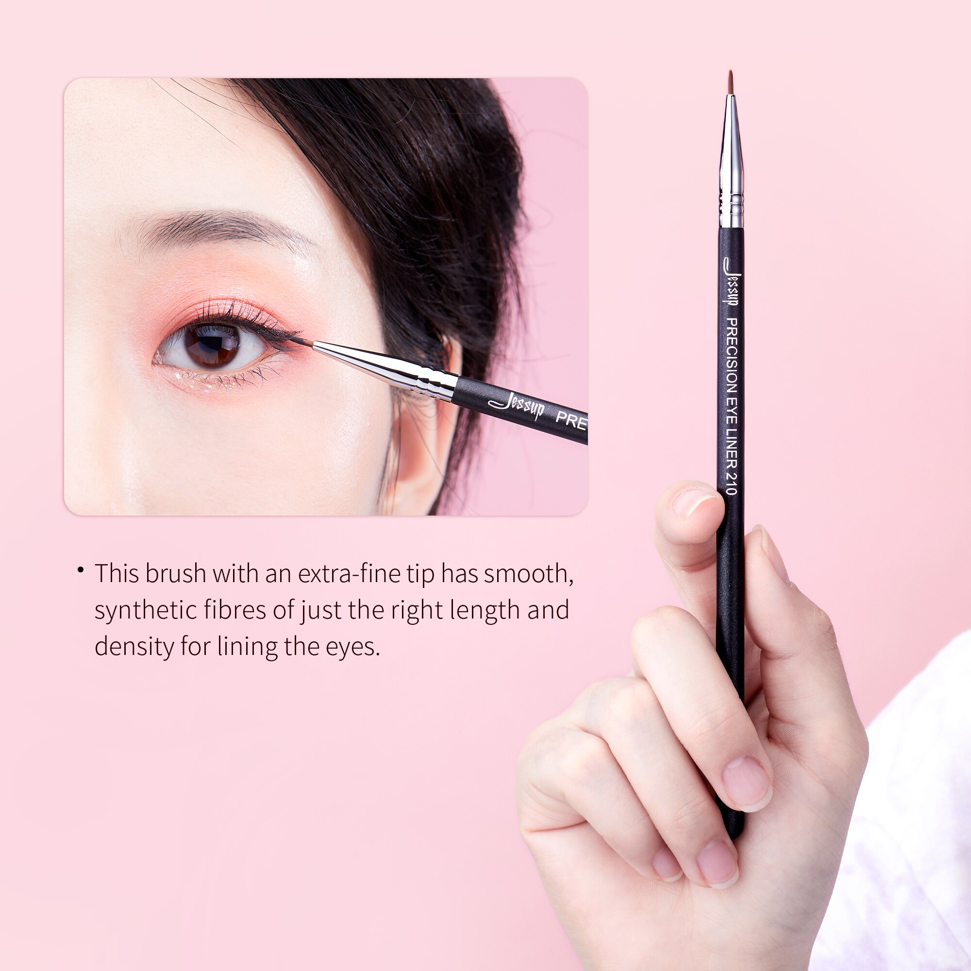 Jessup eyeliner børste sort/sølv præcisions makeup værktøjer tyndt syntetisk hår enkelte makeup børster