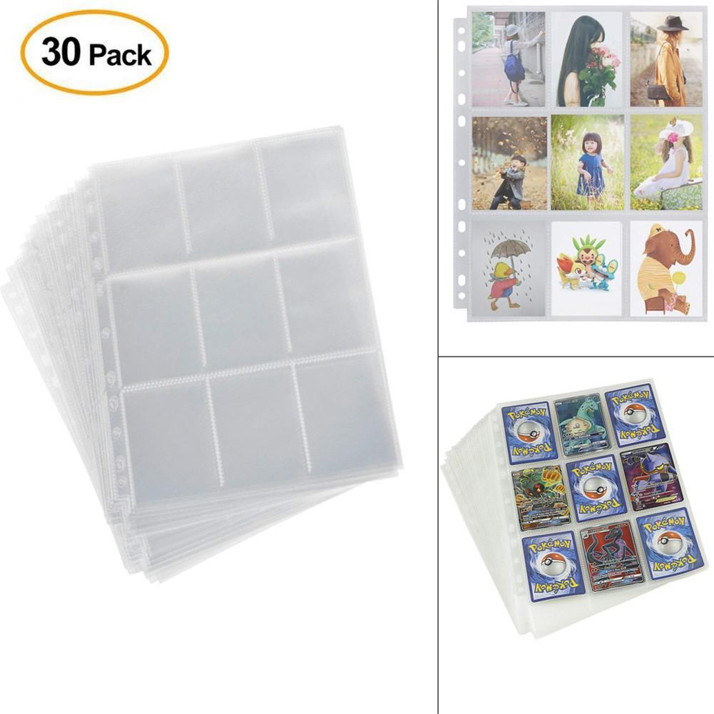 270 9-Card Protector Sleeves Pocket Gaming Trading Card Album Pages Binder Sheets For Stickers Stamps In Stock