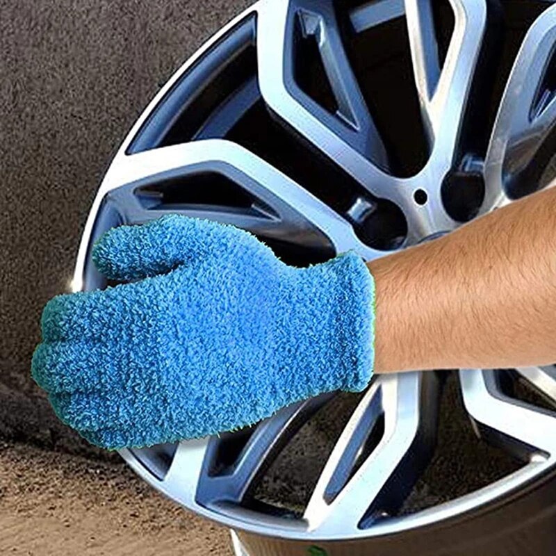Car Wash Microfiber Dust Removal Gloves Coral Fleece Gloves Clean Five-finger Housework Water Absorbent Dry Hair Gloves
