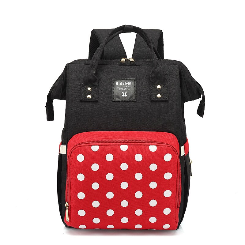 Casual Veelzijdige Schooltas Luiertas Grote Capaciteit Multi-Functionele Schooltas Reizen Zakenreis Dagelijks Leven Rugzak: Black Red Polka Dot