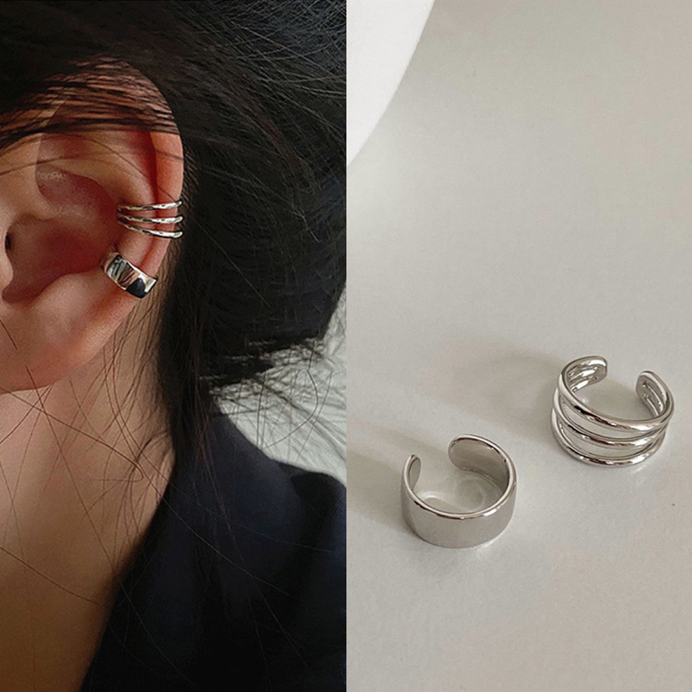 Silver Color Leaves Clip Earrings for Women Men Simple C Ear Cuff Non-Piercing Ear Ear Clip Set Trend Jewelry: green