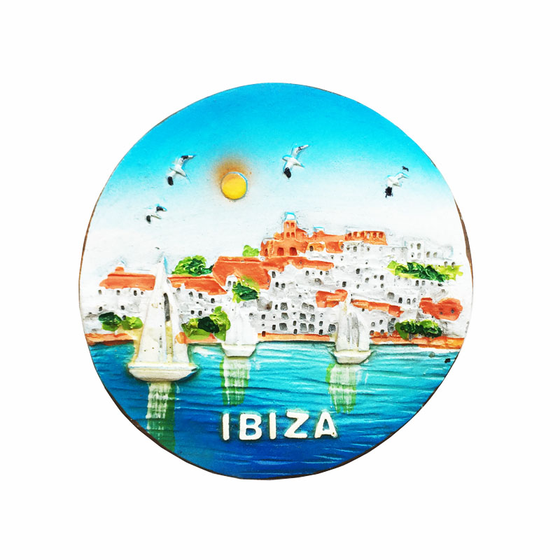 QIQIPP Spanish island of Ibiza sea-view tourist souvenirs hand-painted magnetic refrigerator paste tourist souvenirs