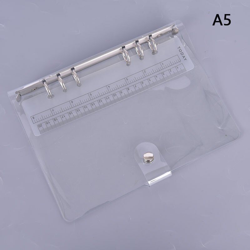 Carpeta de archivadores de plástico PVC transparente, carpeta de suministros para escuela y oficina, cuaderno A5/A6/A7, anilla de hojas sueltas, 1 unidad: A5