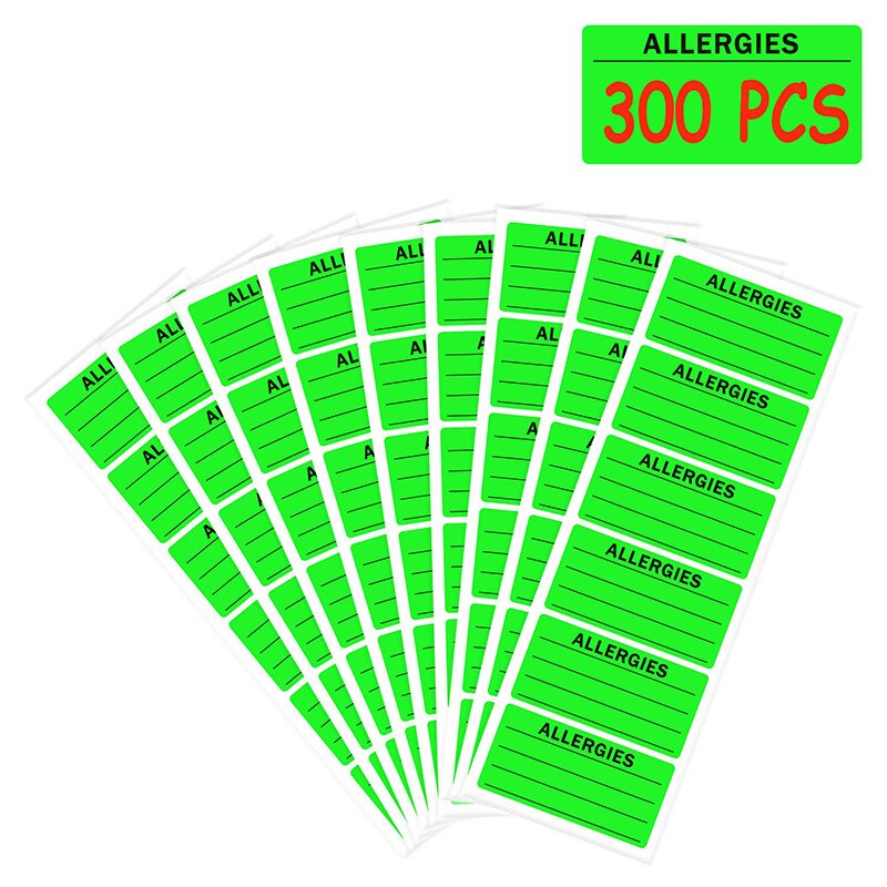 Allergy Sticker Fluorescent Green 300 Allergy Sticker