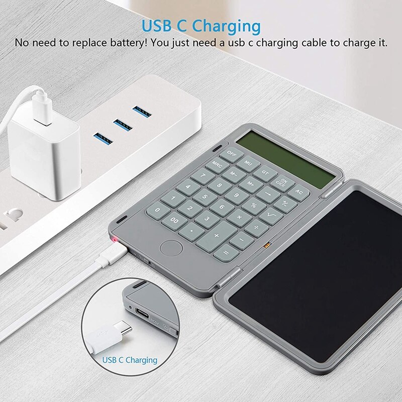 Calculator, Standard Function Desktop Calculator with 6.5 Inch LCD Writing Tablet for Daily and Basic Office