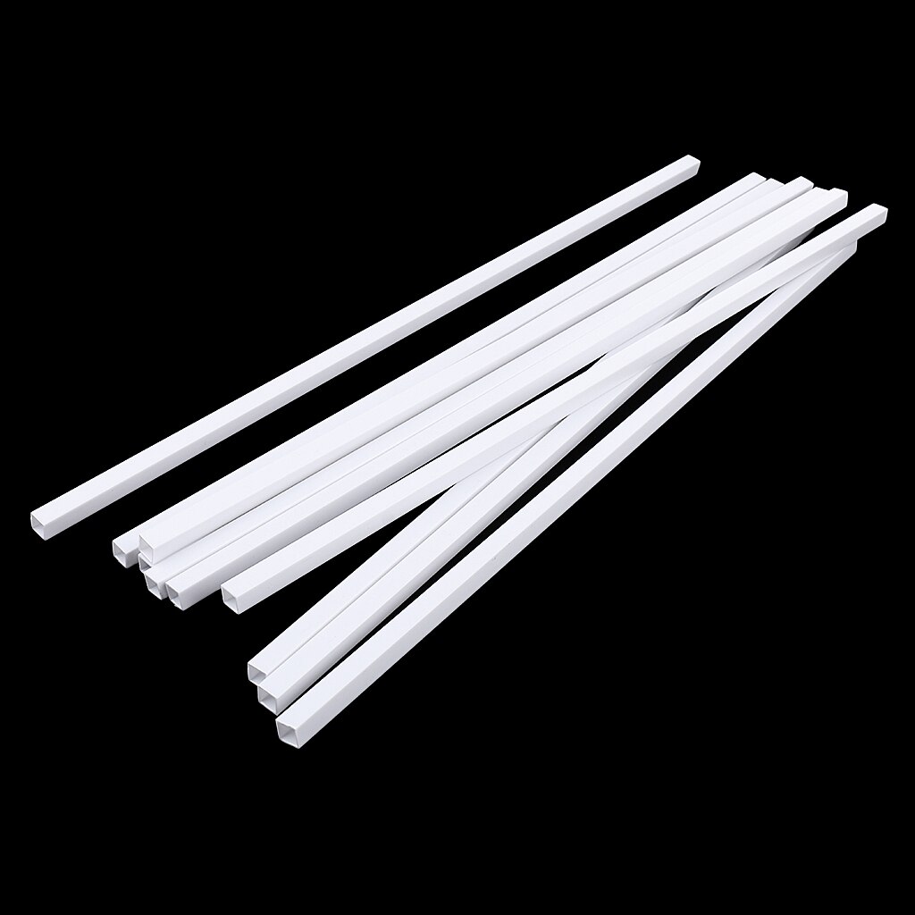 10 st 250mm längd abs plast fyrkantsrör rör stav pinne arkitektonisk modell att bygga diy sand bord modell material: 3 x 3 x 250mm