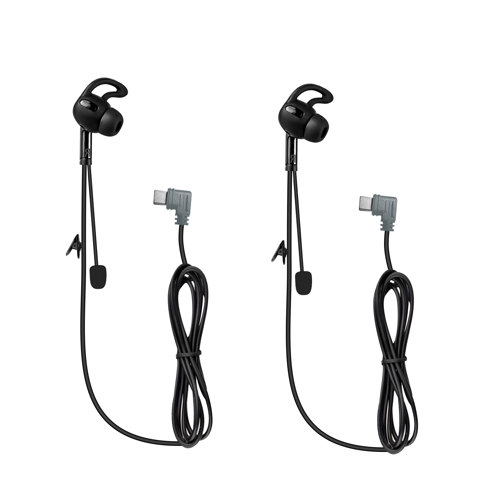 2 Stuks Type-C Interface In-Ear Scheidsrechter Hoofdtelefoon Voor Ejeas V6 Pro + Motorhelm Bluetooth Intercom: WHITE