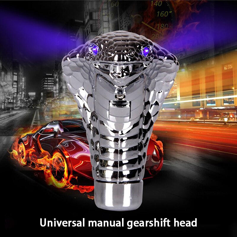 ! Neue Chrom verrotten Blau LED Augen Auto Manuelle Getriebe Schaltknauf Schalthebel Schlange Universal- verrotten/Blau LED Augen Auto zubehör: Blau hell