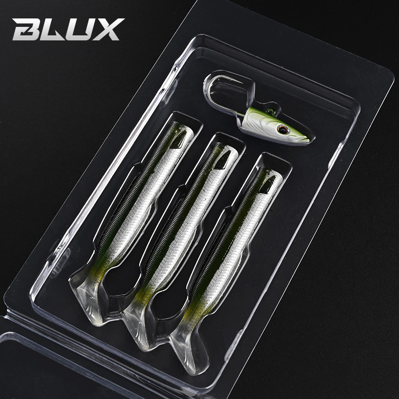 BLUX Happy Sandeel 11cm 17g suave Anguila viva señuelo de pesca paleta cola Jig cabeza gancho vinílicos vibración cebo Artificial equipo de agua salada: Blanco
